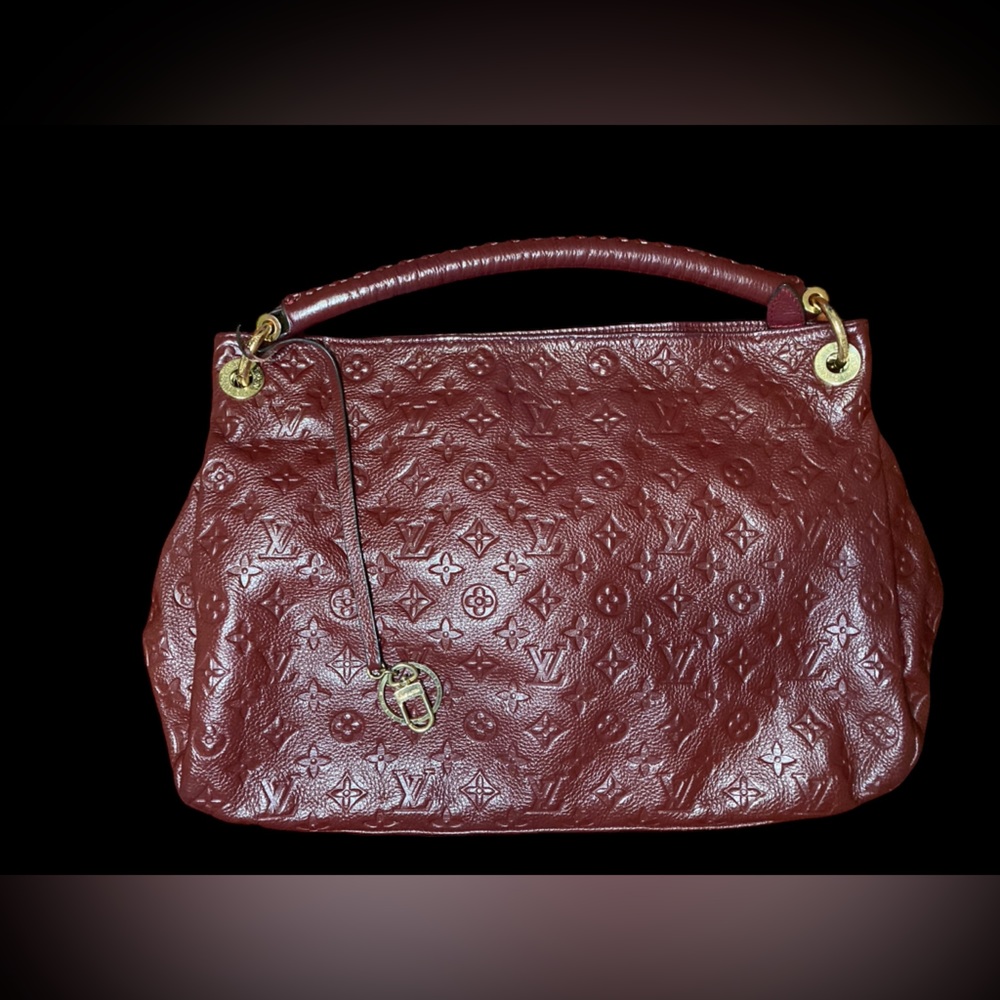 Red Leather Shoulder Tote Bag